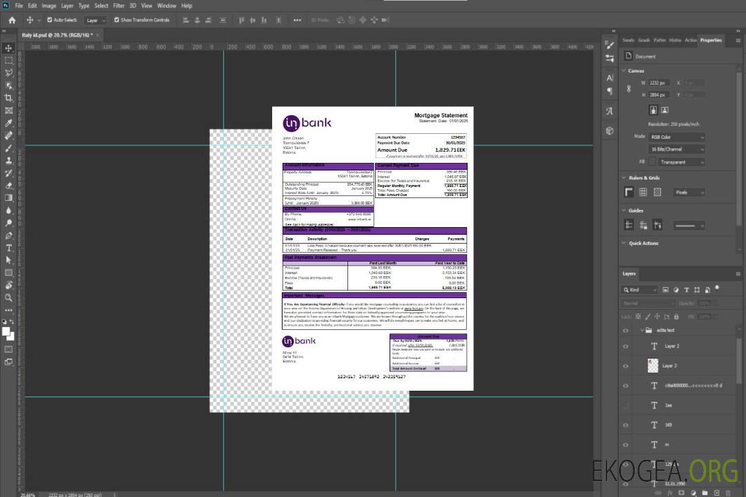 Estonie Relevé hypothécaire de la banque Inbank scr template Estonie Relevé hypothécaire de la banque Inbank scr template